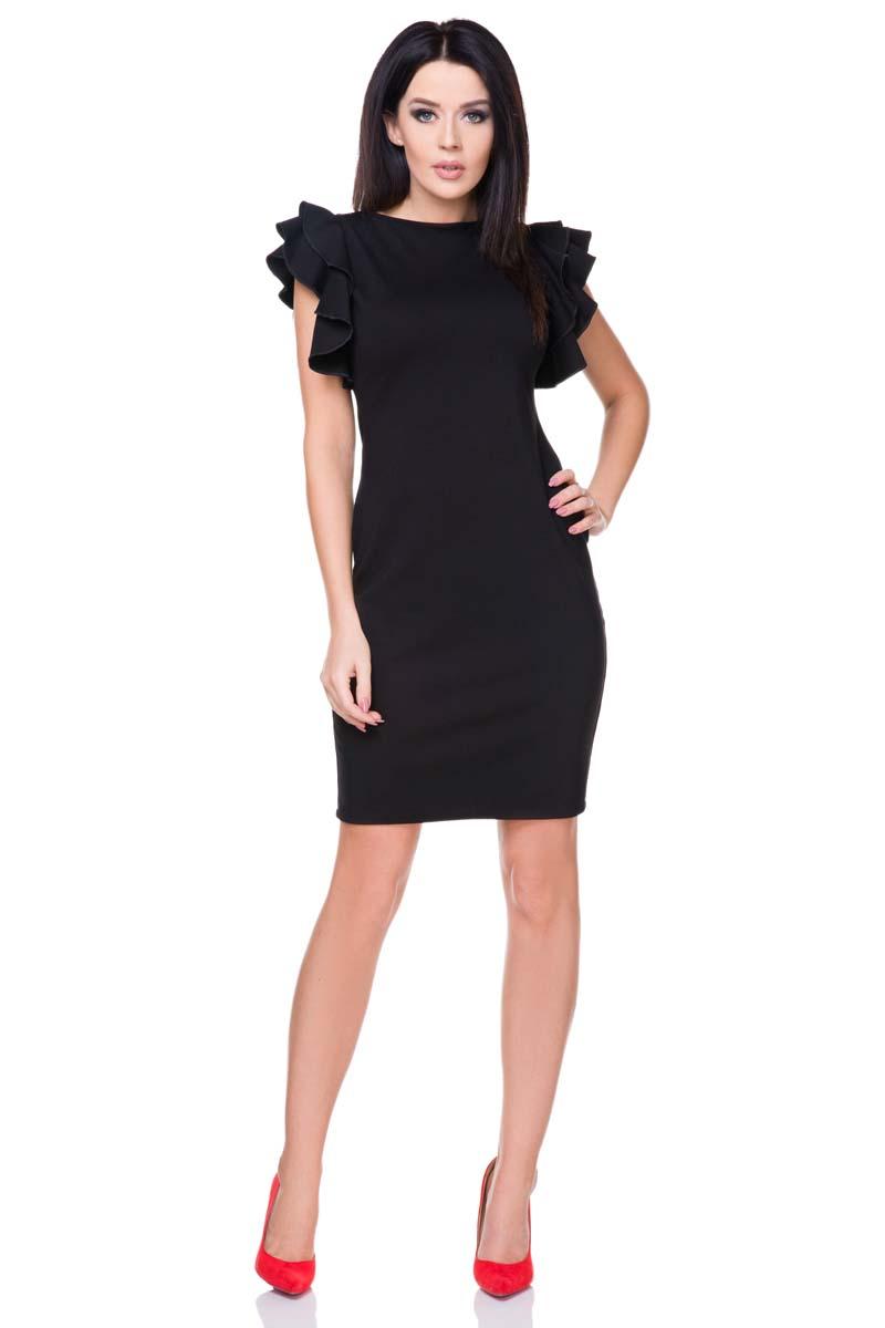 Little Black Dress with Frilled Sleeves