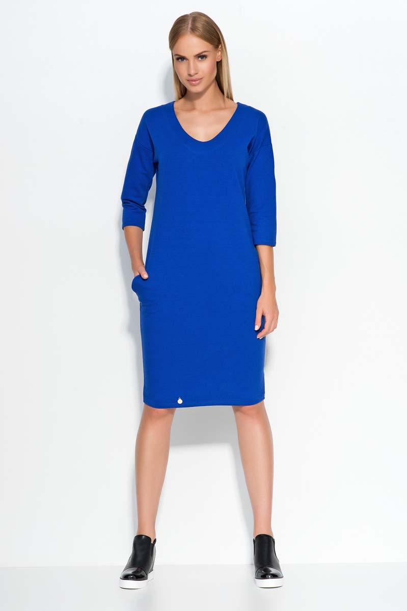 Blue Casual Dress with Pockets