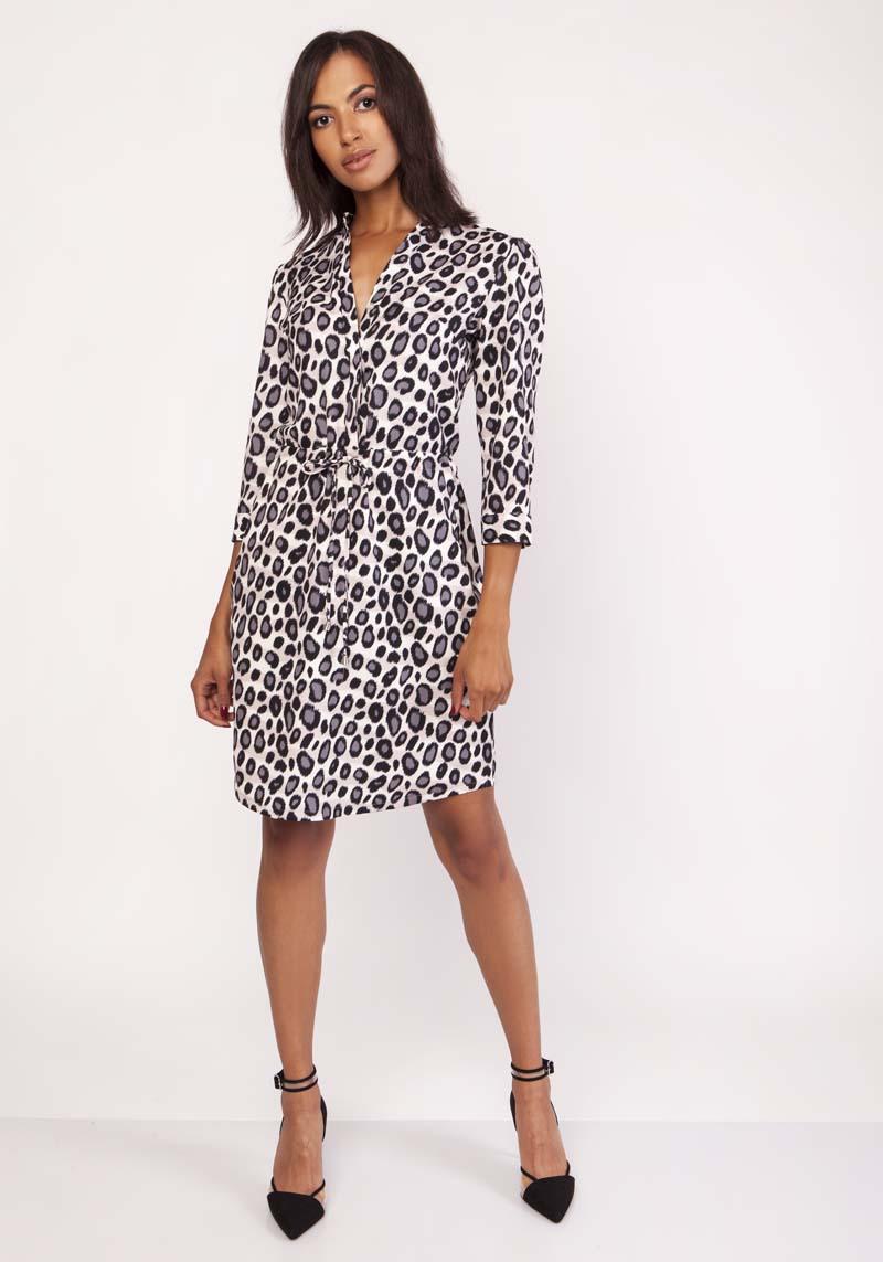 Mini Leopard Dress With 1/2 Sleeves