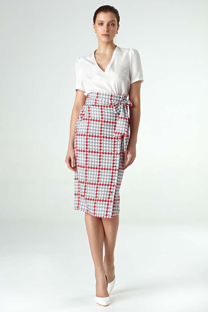 Pepito Patterned Pencil Skirt with High Waist