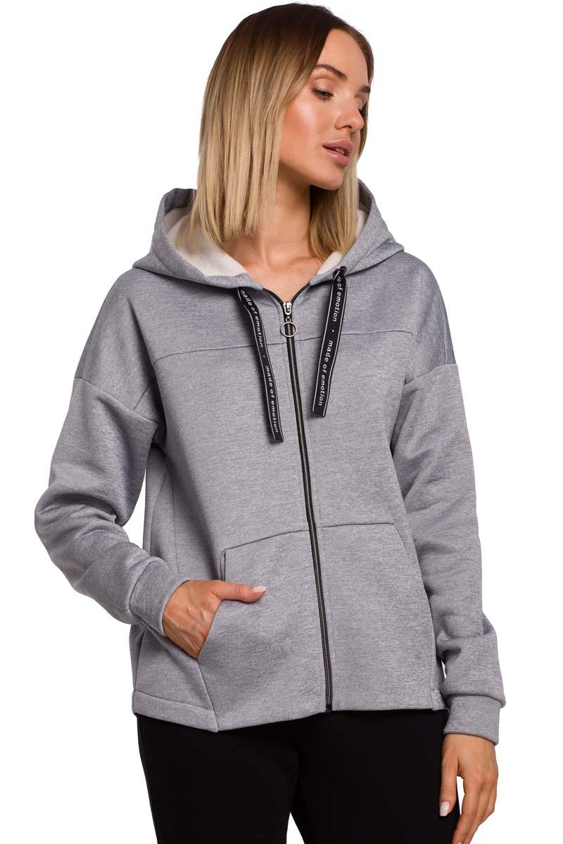 Knitted Sweatshirt Adjustable Hood (Gray)