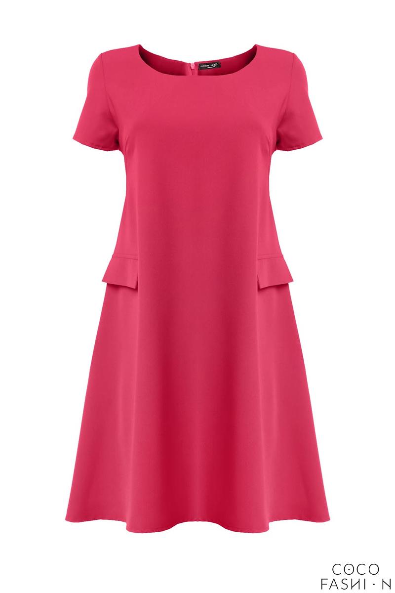 Pink Short Sleeves Flared Dress