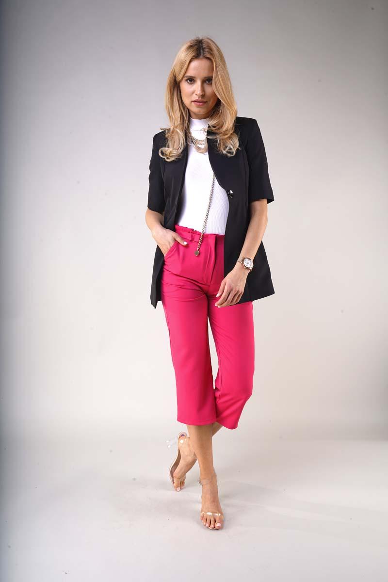One Button Black Blazer with Short Sleeves