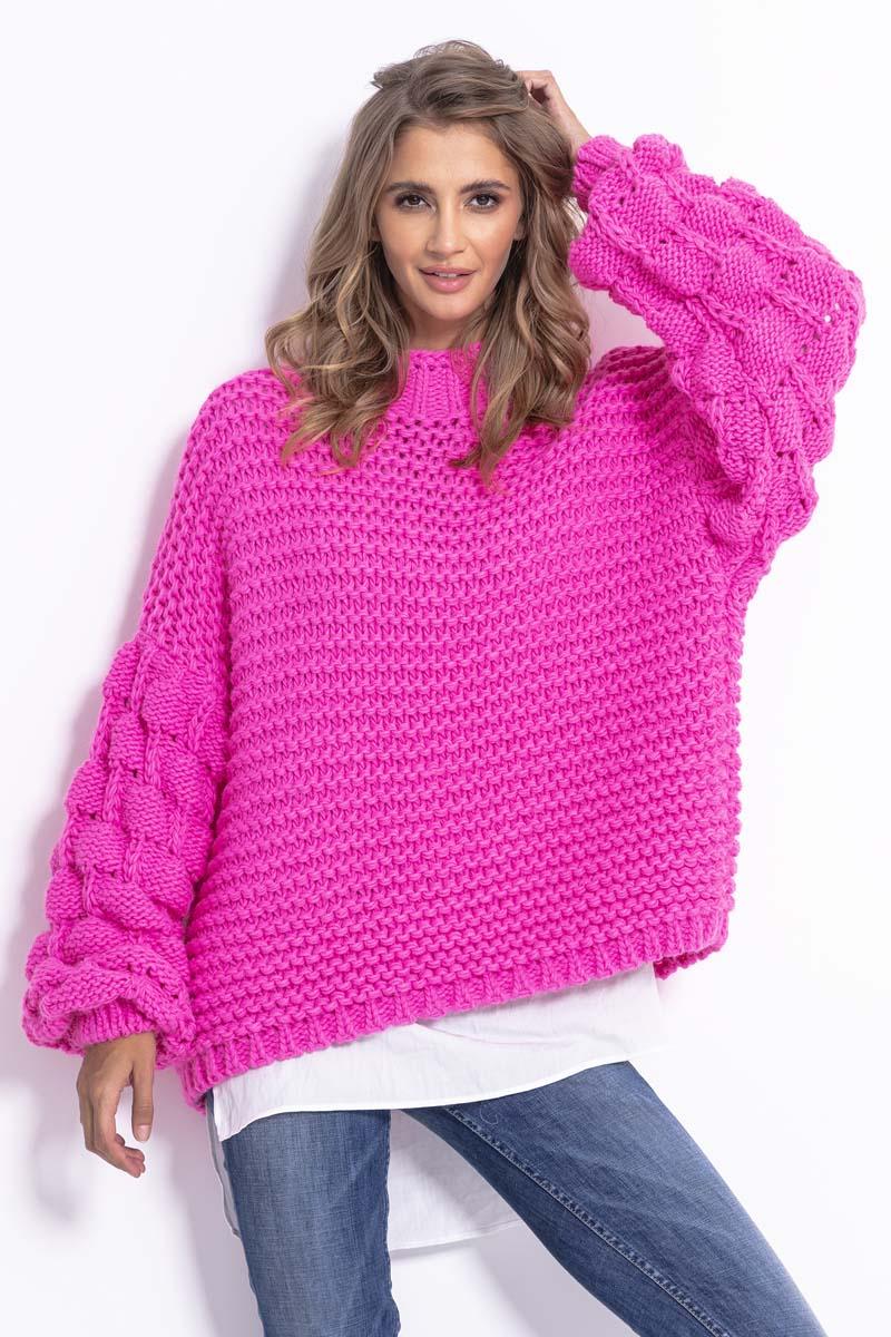 Pink Oversize Turtleneck with Puffy Sleeve