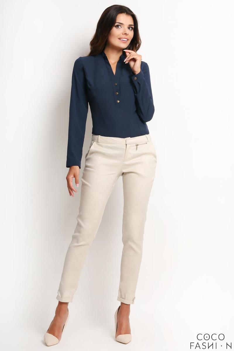 dark blue shirt outfit women's