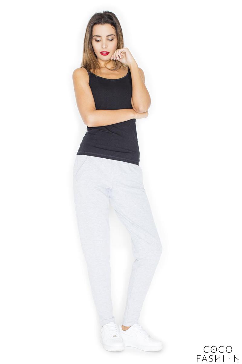 Grey Tapered Legs Joggers Pants