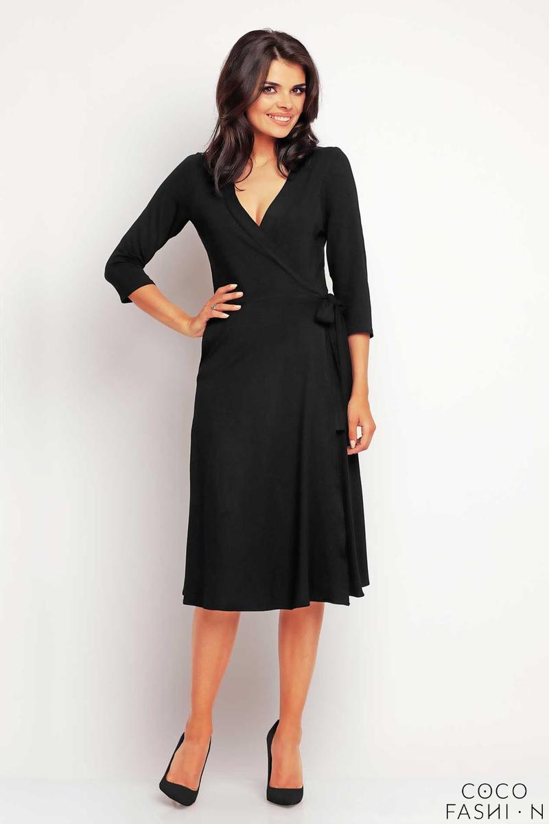 black wrap dress midi