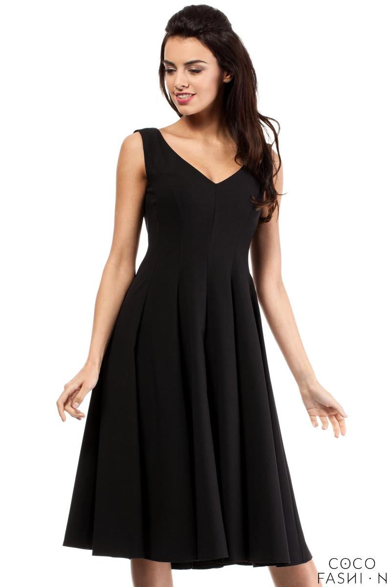 Black Sleeveless  Elegant Flared Coctail Dress