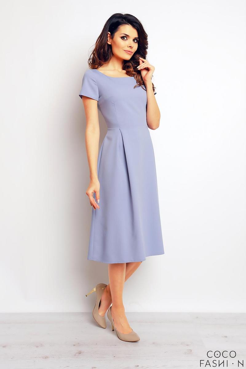 Light Blue Classic Short Sleeves Midi Dress