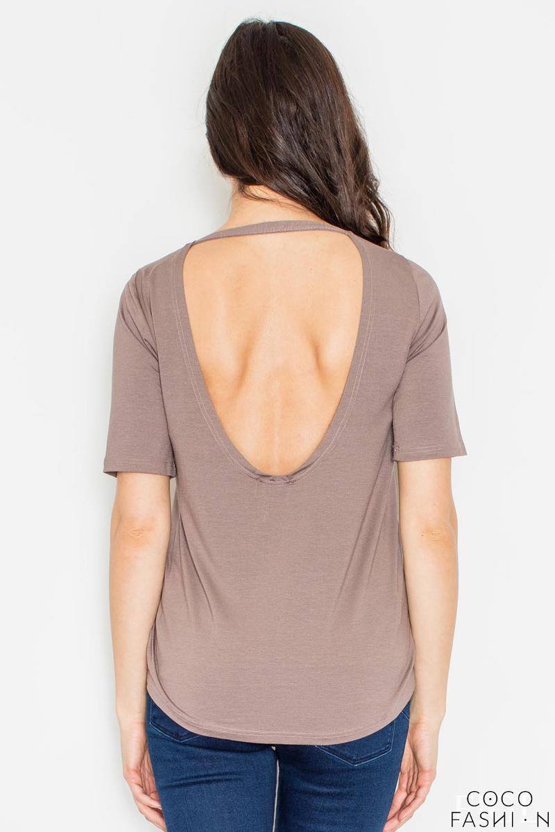 Brown Classic Style Cut Out Back T-shirt