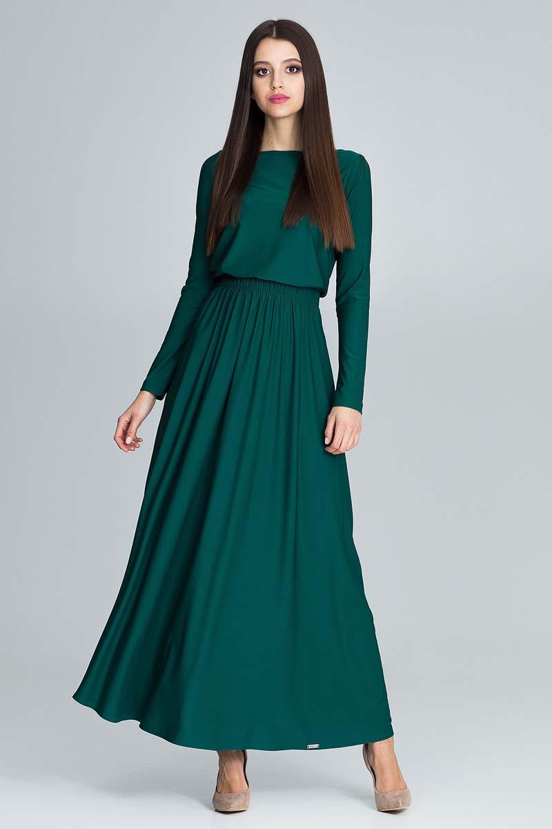 Green Long Sleeves Maxi Dress