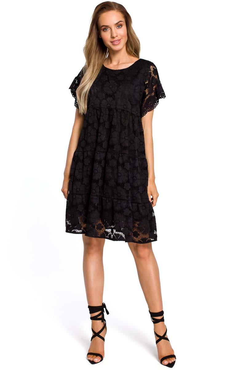 Black Airy Lace Dress with a Mini Sleeve