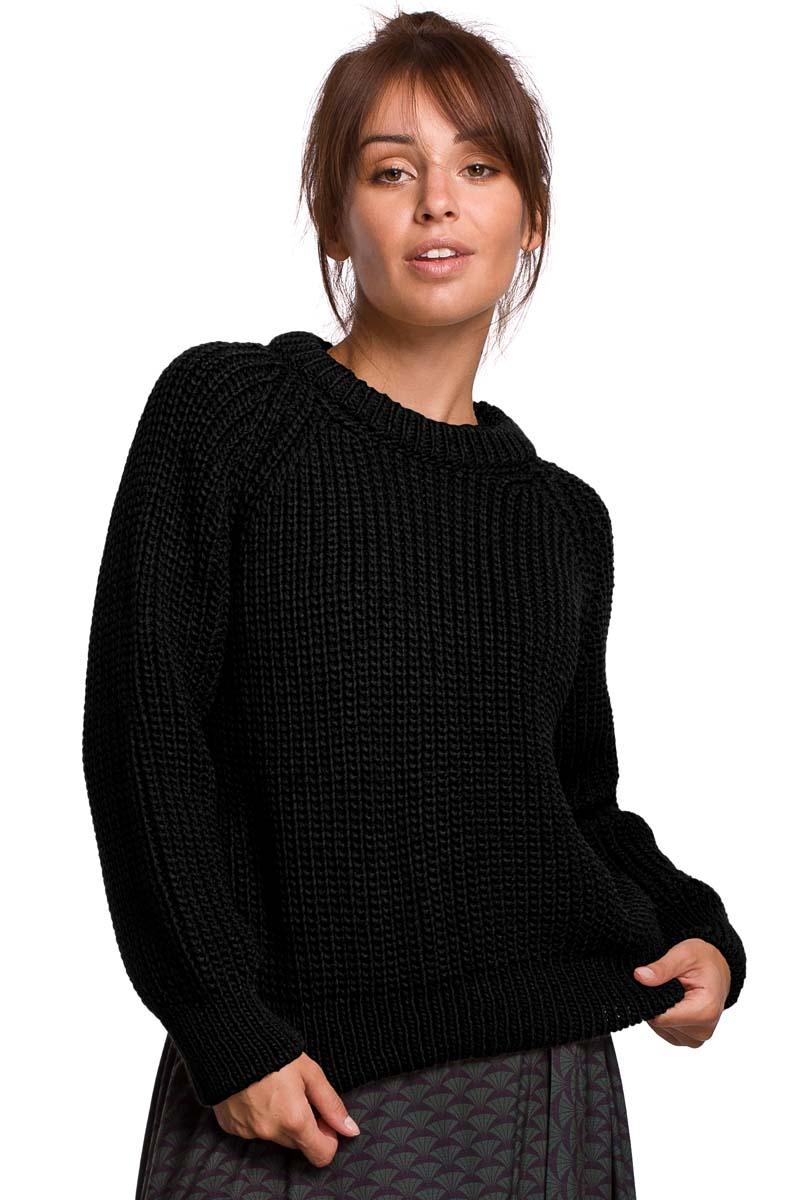  Classic  Black Sweater  with Neckline