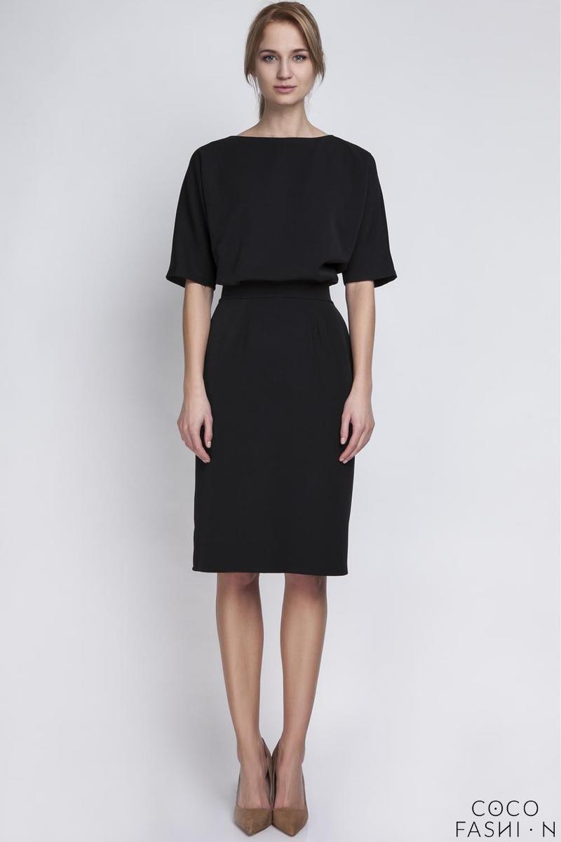 Black Elegant Pencil Skirt 1/2 Sleeves Dress