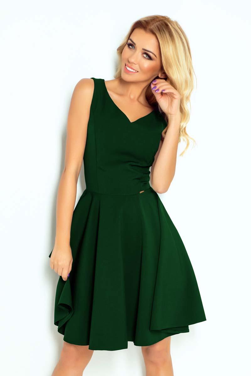Green Elegant Dress Flared on Wide Straps