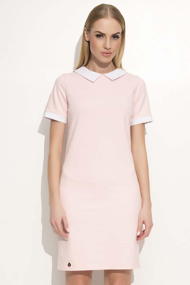 Powder Pink Mini Dress with Contrasting ...