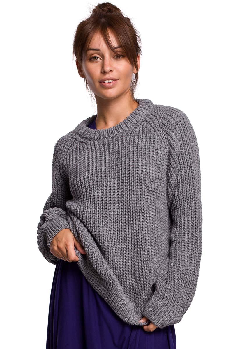  Classic Sweater  with Neckline Gray