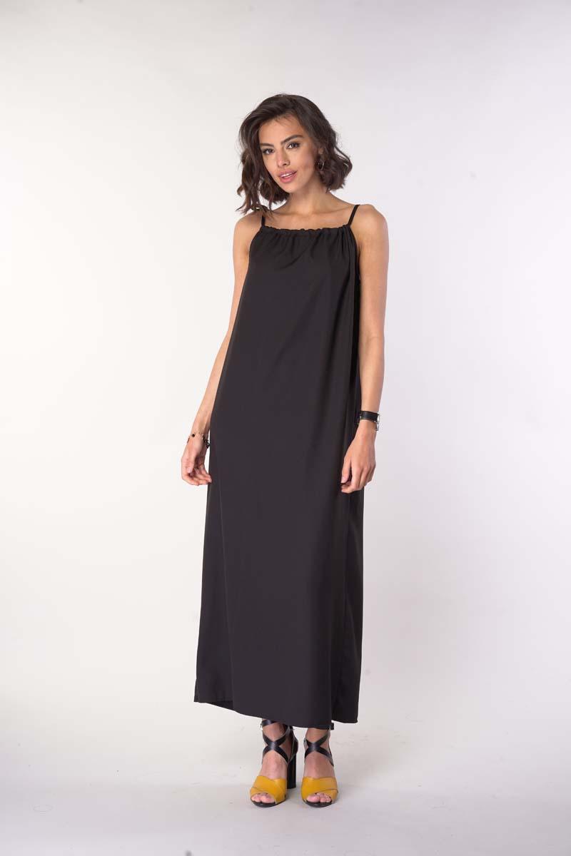 Black Long Summer Dress With Tied Straps