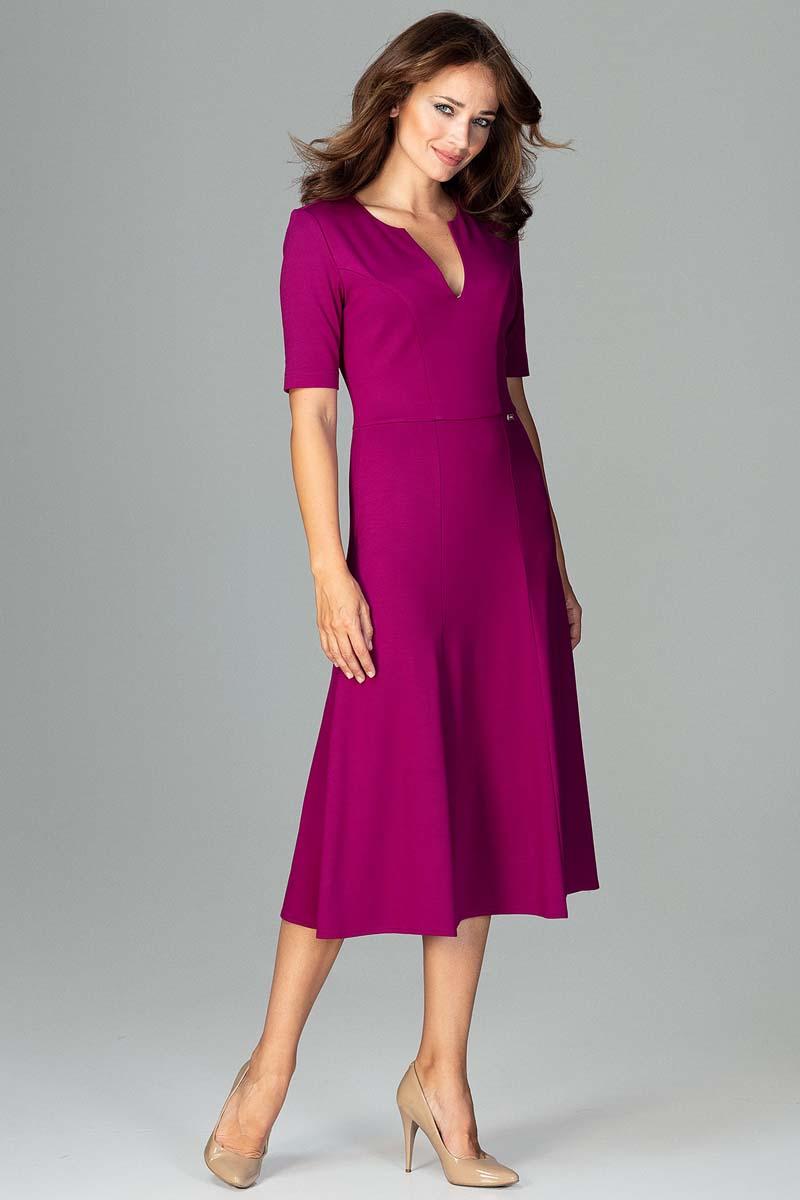 Midi Fuchsia Dress with Elegant V Next