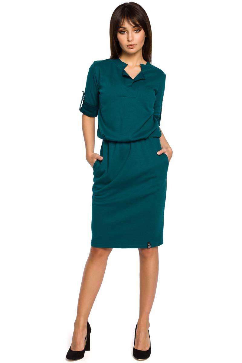 Green  Knee Length Casual Dress