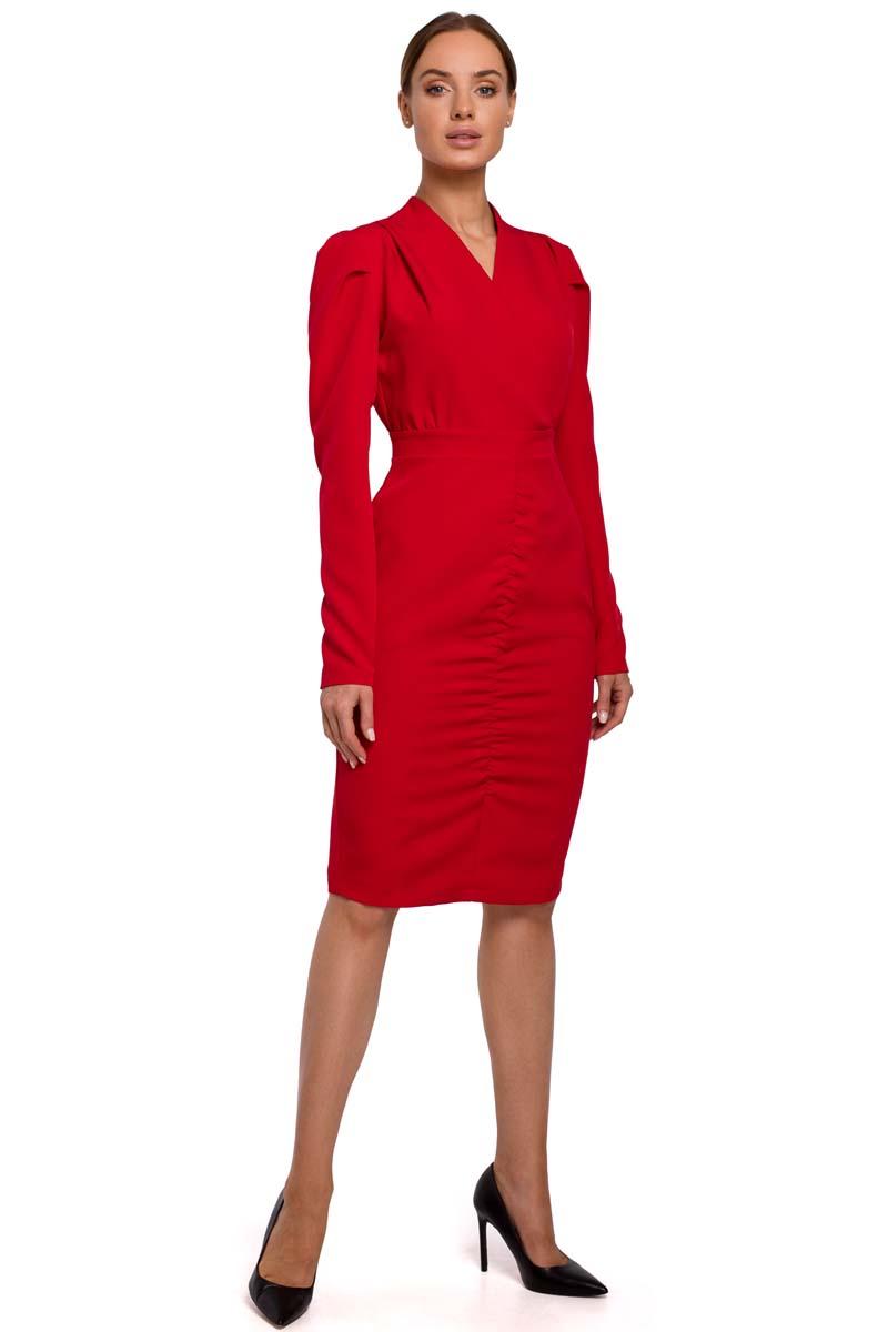 Long Sleeve Pencil Dress (Red)