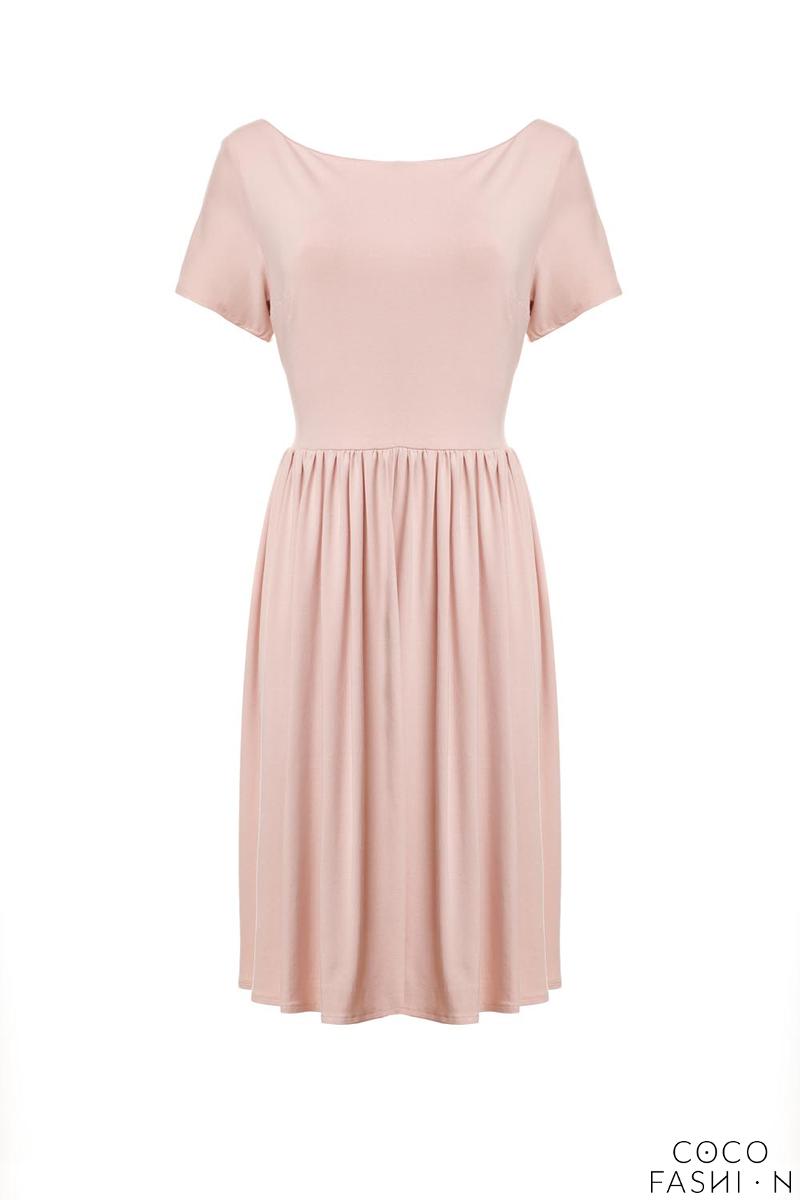 Light Pink Short Sleeves Knee Length Dress