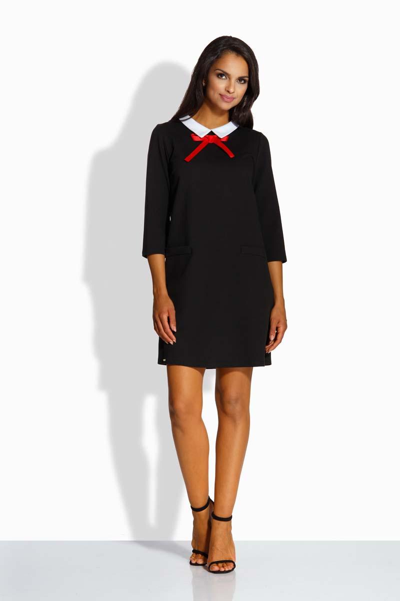 white collar red dress