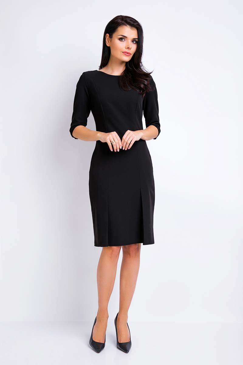 Inactief Glimmend accent Black Midi Dress Awama 1/2 Sleeves