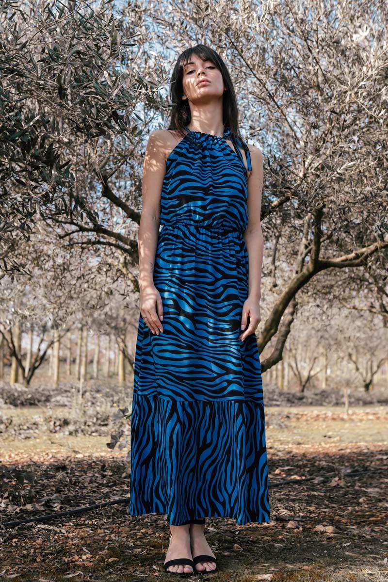 Maxi Dress Leopard Print Sleeveless (cornflower)