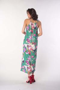 Long Summer Dress with Tied Straps - Green