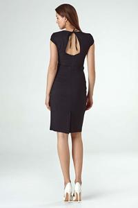 Black Fitted Midi Dress with Half-sleeve