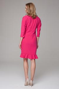 Pink 3/4 Sleeves Frilled Midi Dress