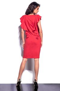 Red Frilled Midi Dress
