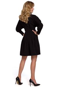 Black Wrap Front Long Sleeves Dress