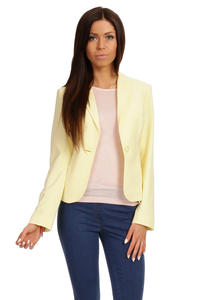 Long Lapels Yellow Coat with Single Button Fastening