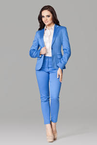 Petite Peak Blue Collar Blazer with Single Button Fastening