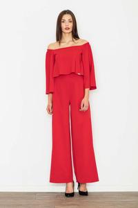 Red Elegant Off-Shoulders Ladies Jumpsuit