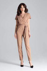 Brown Elegant Suit with Envelope Neckline