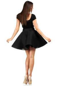 Black Skater Skirt with Umbrella Hemline