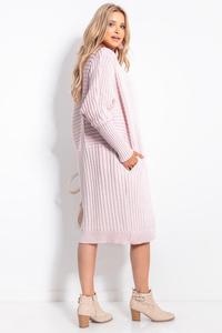 Ribbed Long Cardigan without Clasp (Powder)