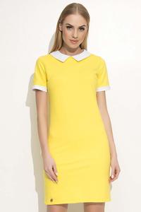 Yellow Mini Dress with Contrasting White Collar