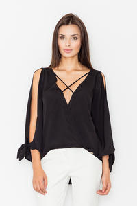 Black Cut Out Sleeves Stylish Blouse