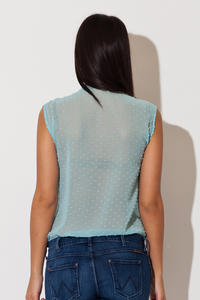 Sea Blue Dreamy Speckles Summer Sheer Blouse