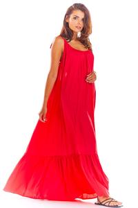 Fuchsia Maxi Dress with thin straps with a frill