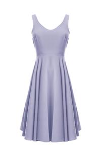 Light Blue Flared&Light Pleats Summer Dress