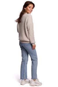 Oversize Long Cut Sweater - Beige