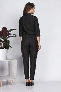 Black Casual Jumpsuit with Shirts Style Top