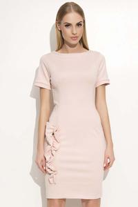 Pink Bodycon Fit Dress with Decorative Frills