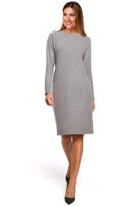 Gray Knitted Straight Above Knee Dress