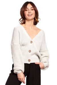 Ash Grey V-Neck Short Cardigan